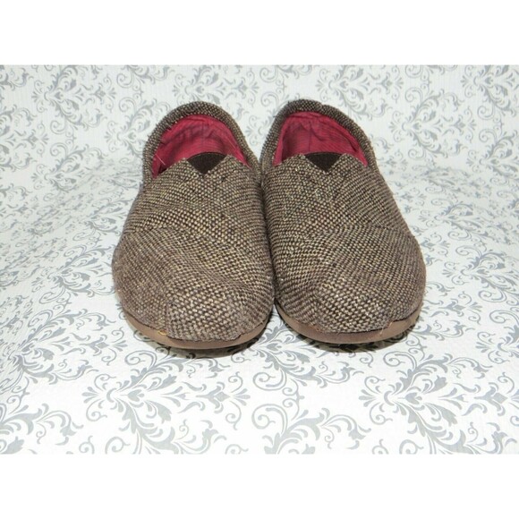 Toms Classic Brown Sz 6.5 Gold Woven Alpargatas Slip On Ballet Flats Shoes - Picture 8 of 8
